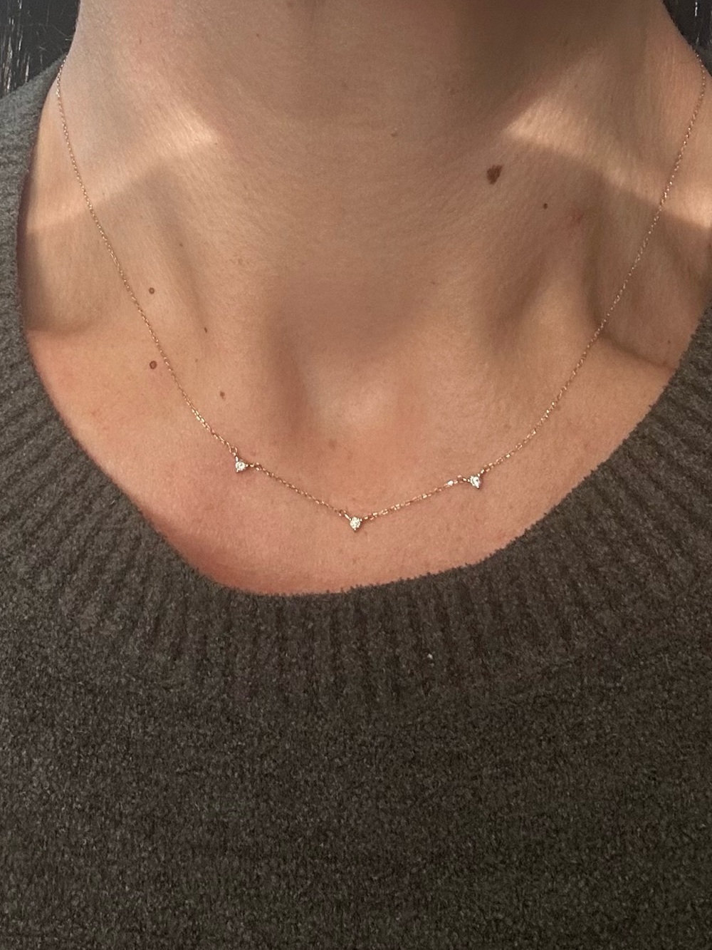14k Gold Diamond Station Necklace 585 Dainty Luxury Layering Chain adjustable 💎🔺